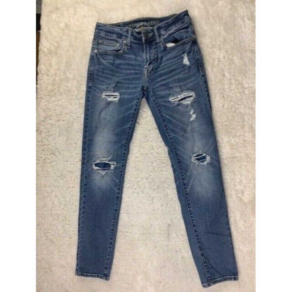 American Eagle Size 28x30 Mens Jeans Skinny Next Level Stretch Distressed